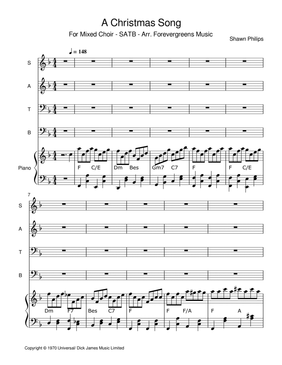 A Christmas Song A Christmas Song 4-Part scores gallery preview page 1