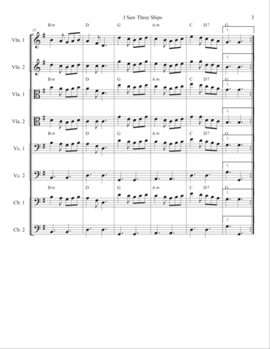 I Saw Three Ships/In Dulci Jubilo String Orchestra scores gallery preview page 3