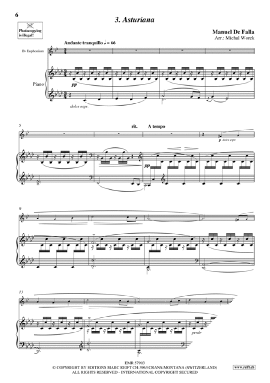 7 Popular Spanish Songs Euphonium scores gallery preview page 6