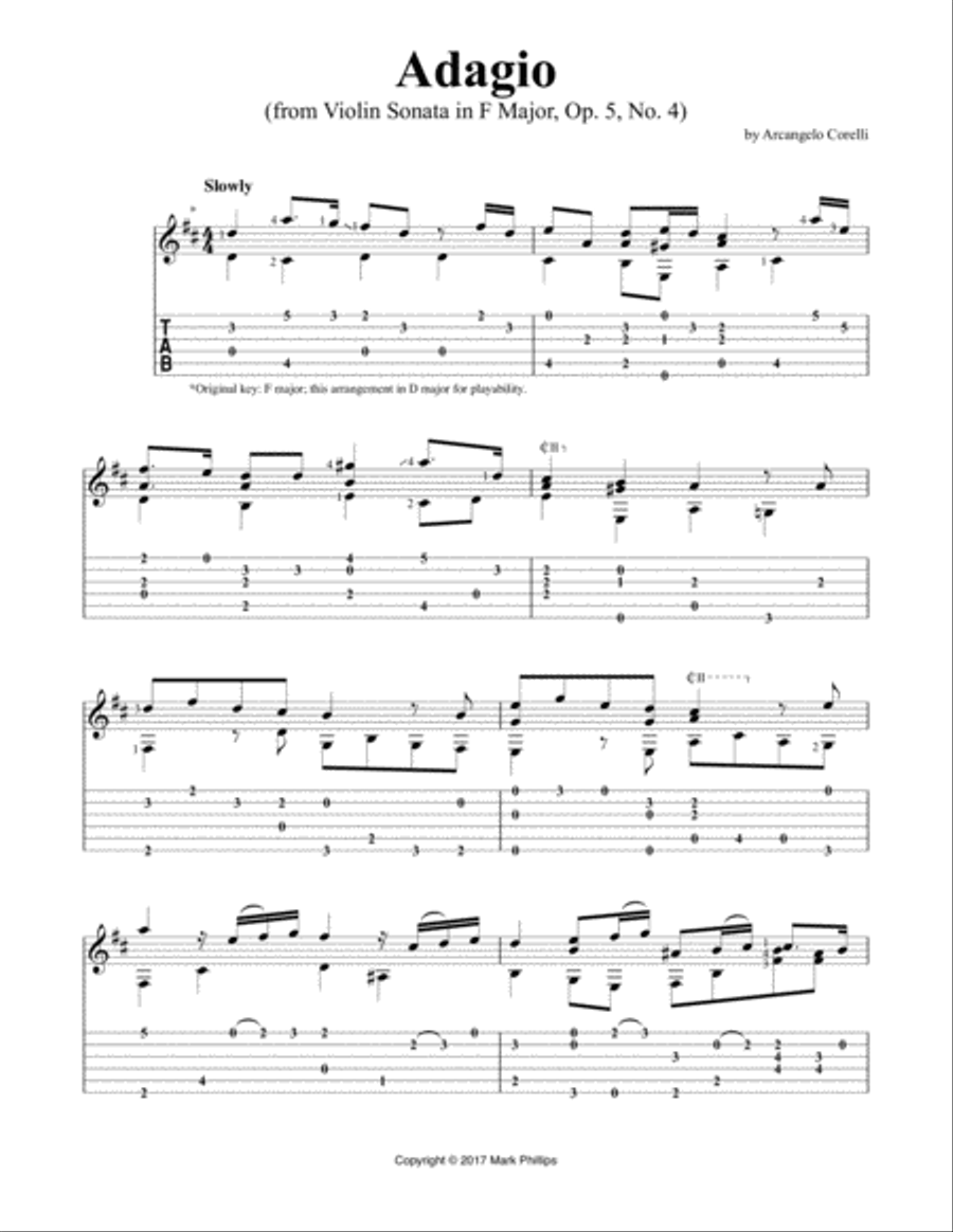 Adagio (from Violin Sonata in F Major, Op. 5, No. 4) Violin scores gallery preview page 1