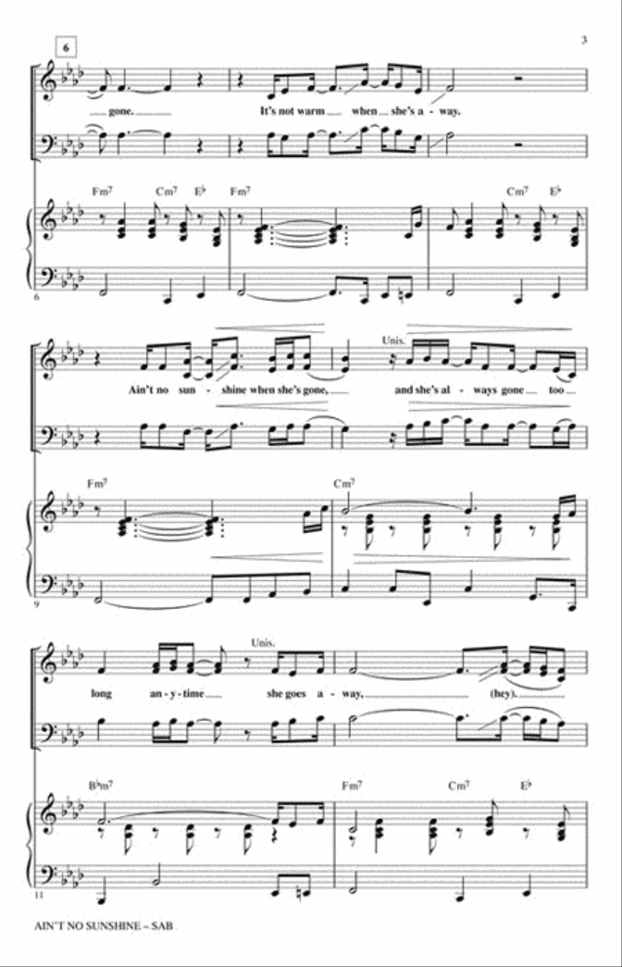 Ain't No Sunshine 3-Part scores gallery preview page 3