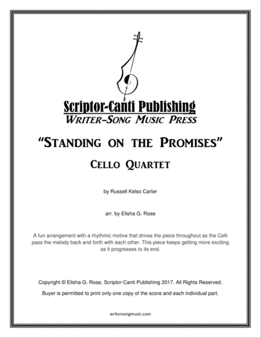 Standing on the Promises - Cello Quartet String Quartet scores gallery preview page 1