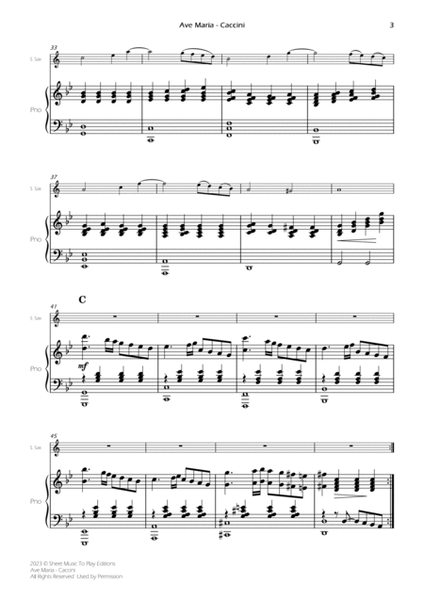 Caccini - Ave Maria - Soprano Sax and Piano (Full Score and Parts) image number null