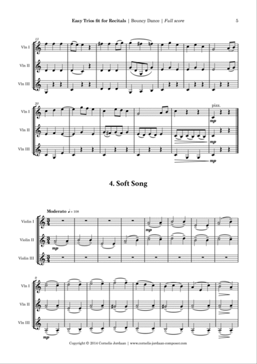 Easy Trios fit for Recitals, for violin trio String Trio scores gallery preview page 5