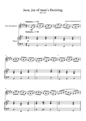 Jesu, Joy of Man's Desiring for Alto Sax and Piano (Not Chords) - Score and Parts