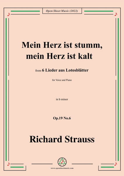 Richard Strauss-Mein Herz ist stumm,mein Herz ist kalt,in b minor image number null