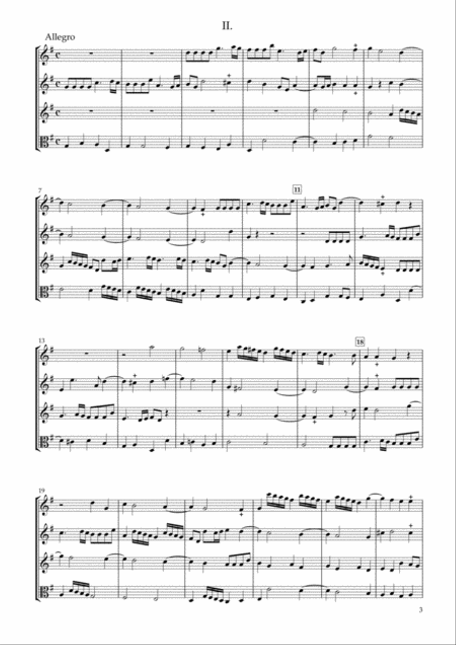 Sonata Op.34-2 for Three Violins & Viola String Duet scores gallery preview page 3