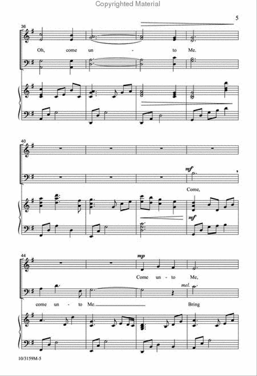 Come, Come Unto Me 4-Part scores gallery preview page 4