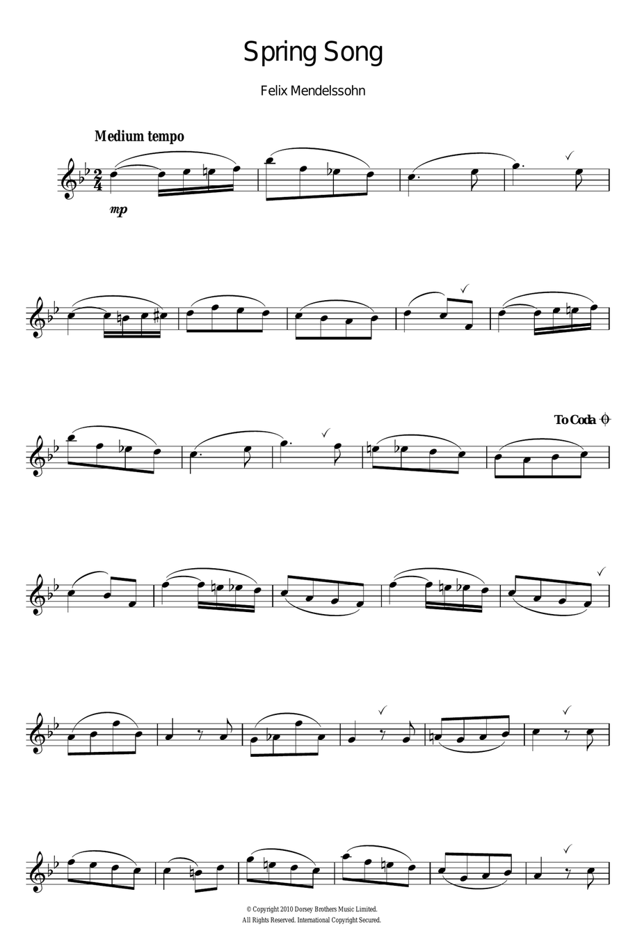 Spring Song, from Songs Without Words, Op.62