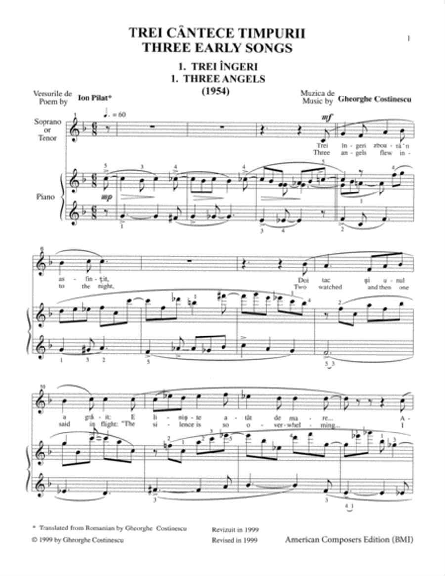 [Costinescu] Three Early Songs Soprano Voice scores gallery preview page 3