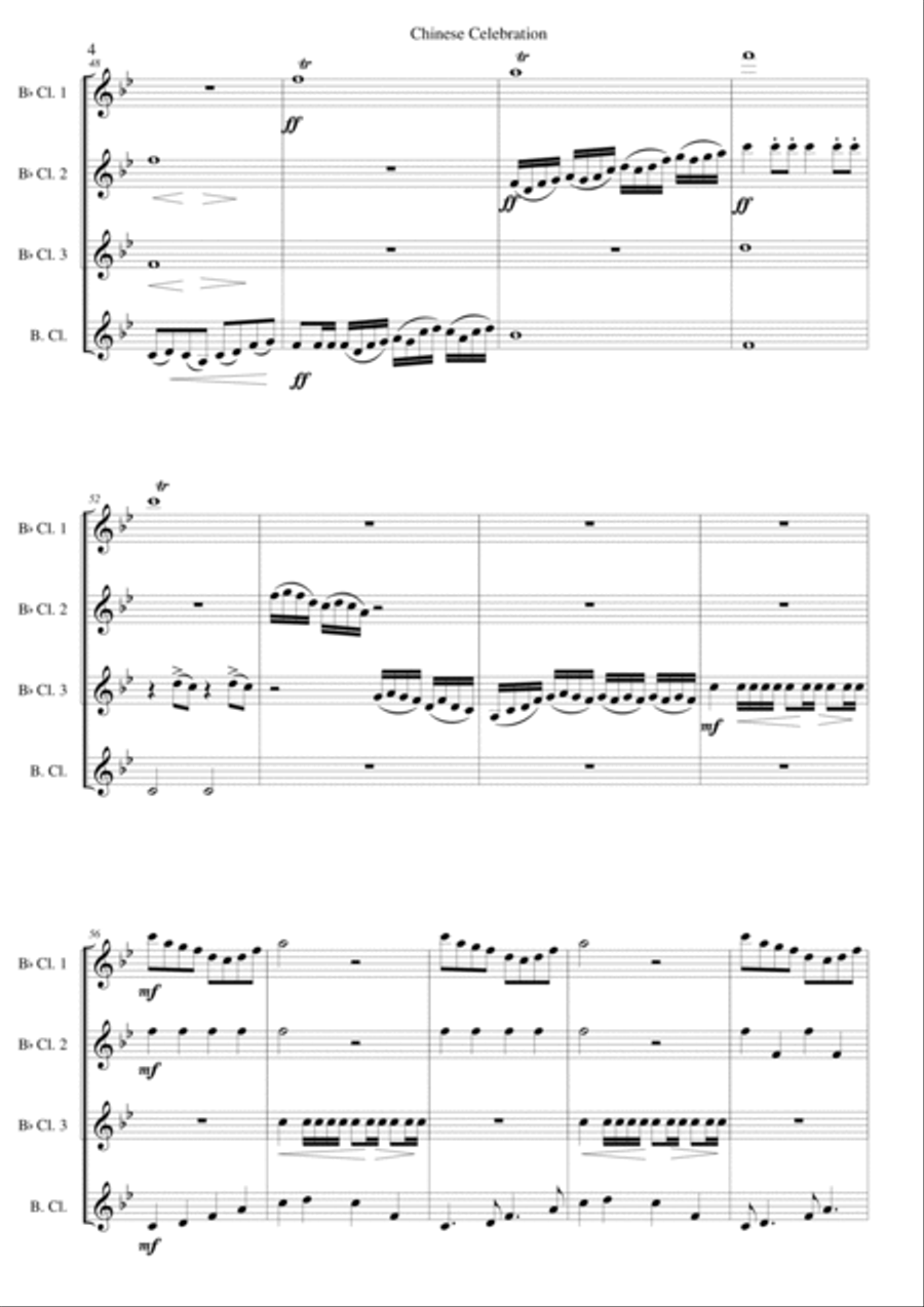 Chinese Celebration for clarinet quartet Clarinet Quartet scores gallery preview page 4