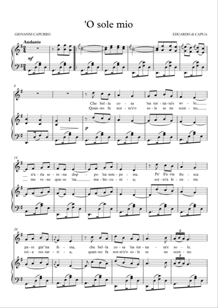 O sole mio (G Major) O sole mio (G Major) Voice scores gallery preview page 2
