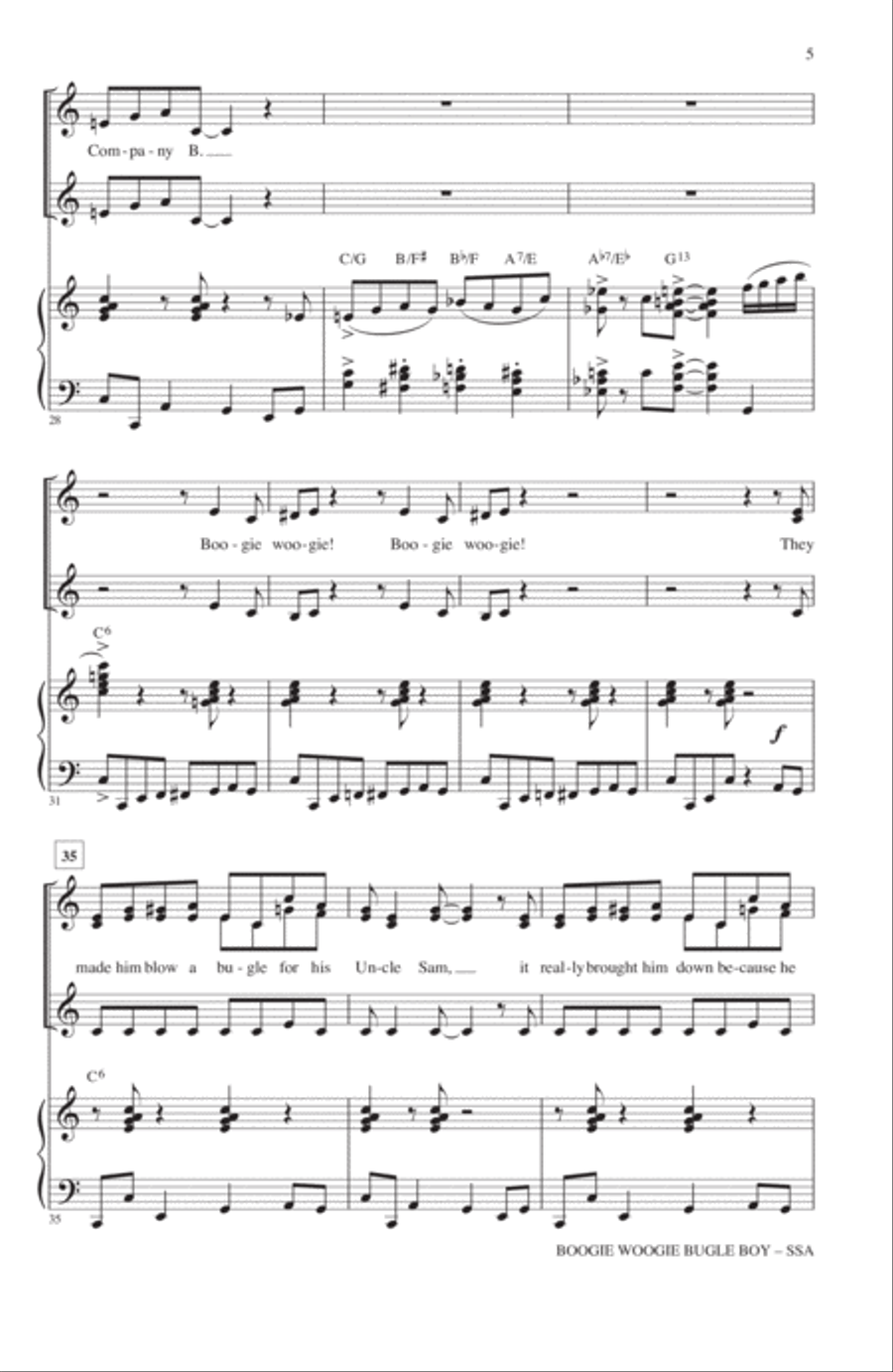 Boogie Woogie Bugle Boy (arr. Mark Brymer) SSA scores gallery preview page 4