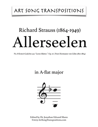STRAUSS: Allerseelen, Op. 10 no. 8 (transposed to A-flat major)