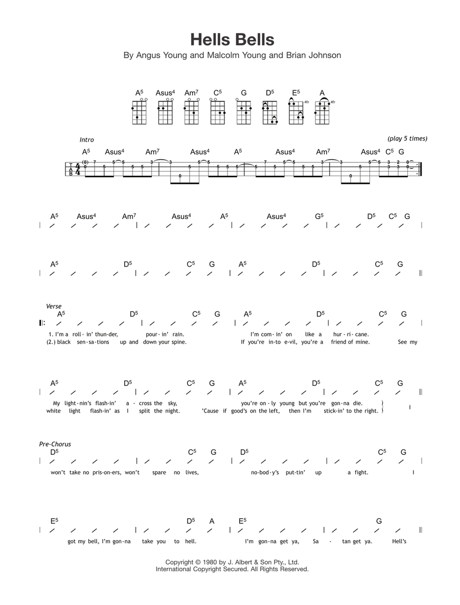 Hells Bells Ukulele scores gallery preview page 1