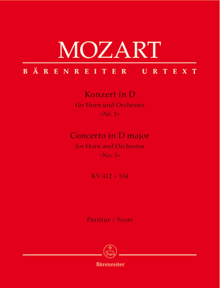 Book cover for Concerto for Horn and Orchestra No. 1 D major KV 412 + 514 (386b)