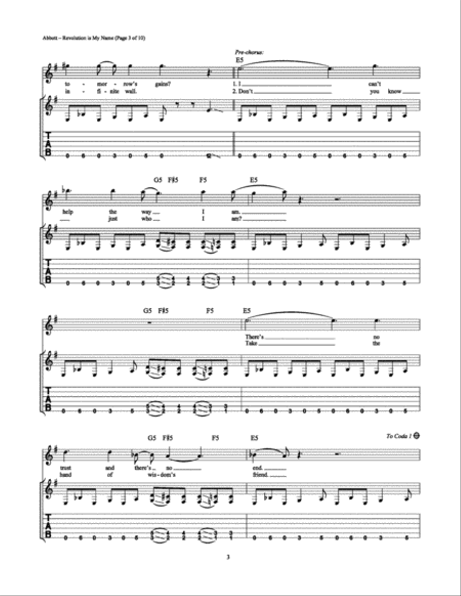 Revolution Is My Name Electric Guitar scores gallery preview page 3