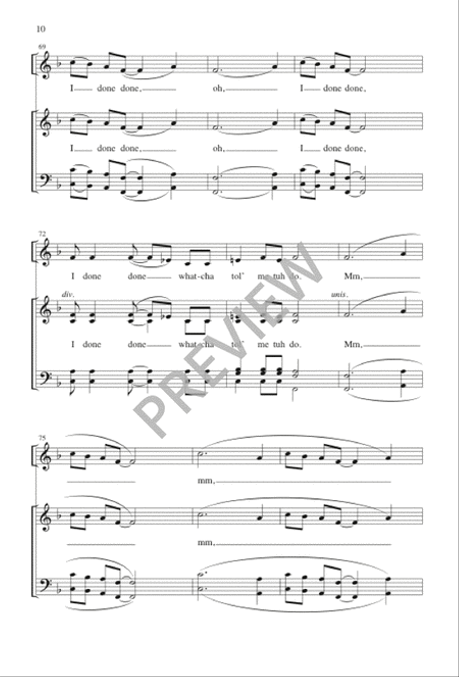 I Done Done What You Told Me to Do Choir scores gallery preview page 10