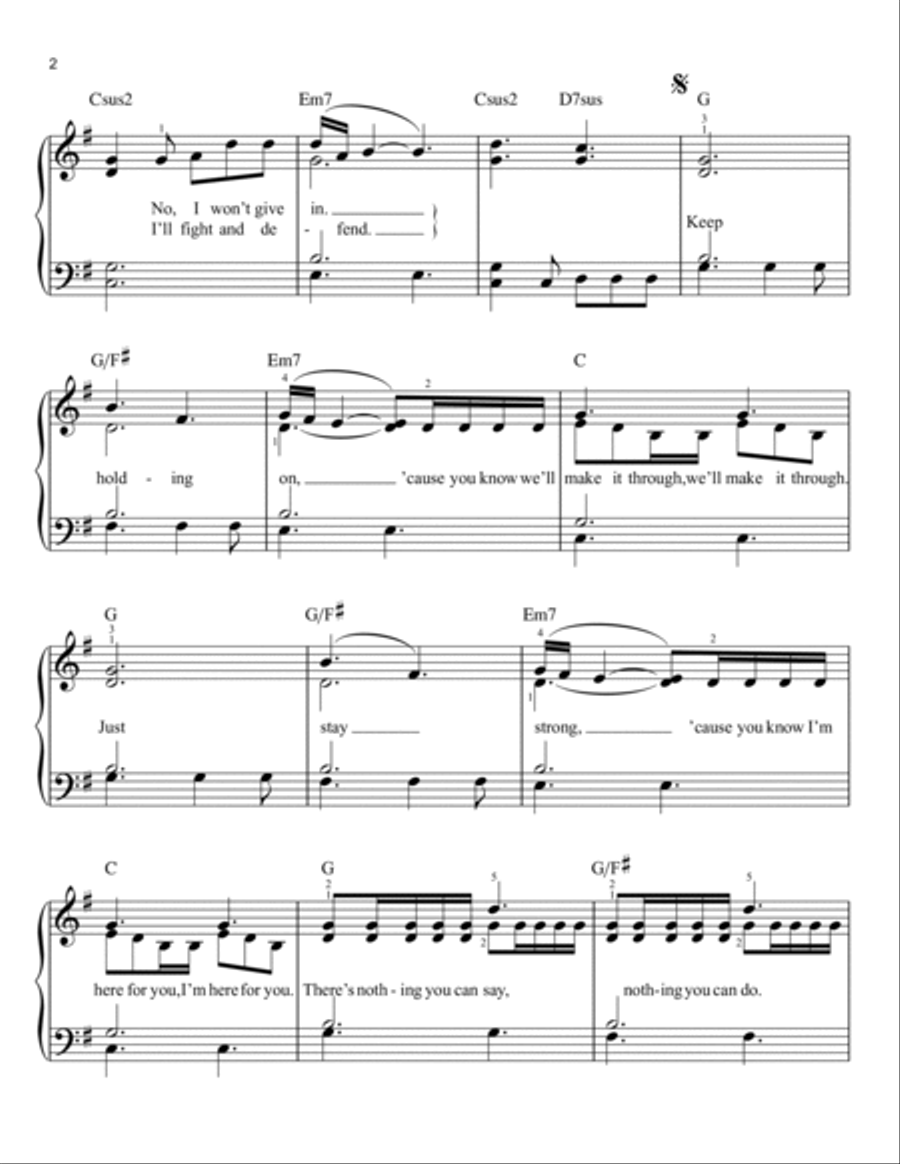 Keep Holding On Keep Holding On Easy Piano scores gallery preview page 2