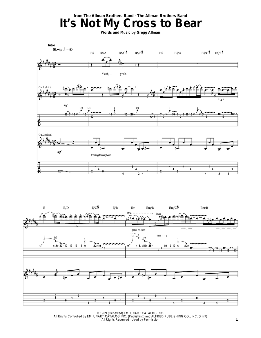 It's Not My Cross To Bear Acoustic Guitar scores gallery preview page 1