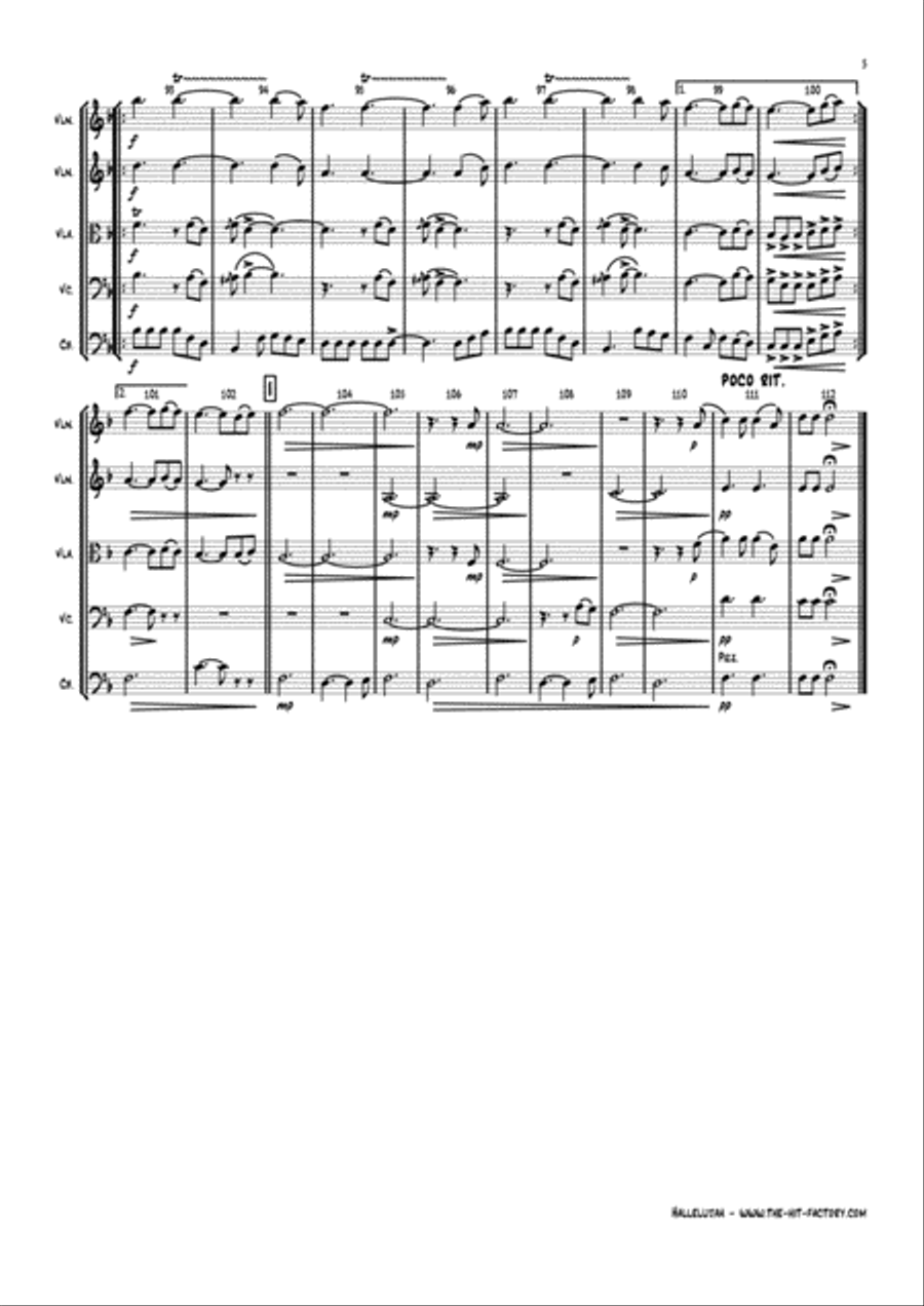 Hallelujah String Quintet scores gallery preview page 5