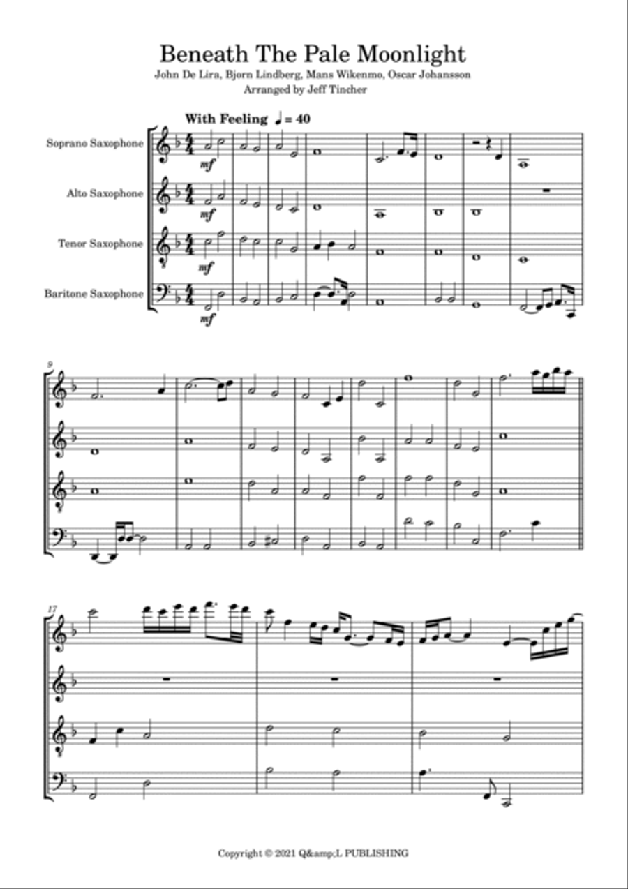 Beneath The Pale Moonlight Woodwind Quartet scores gallery preview page 2