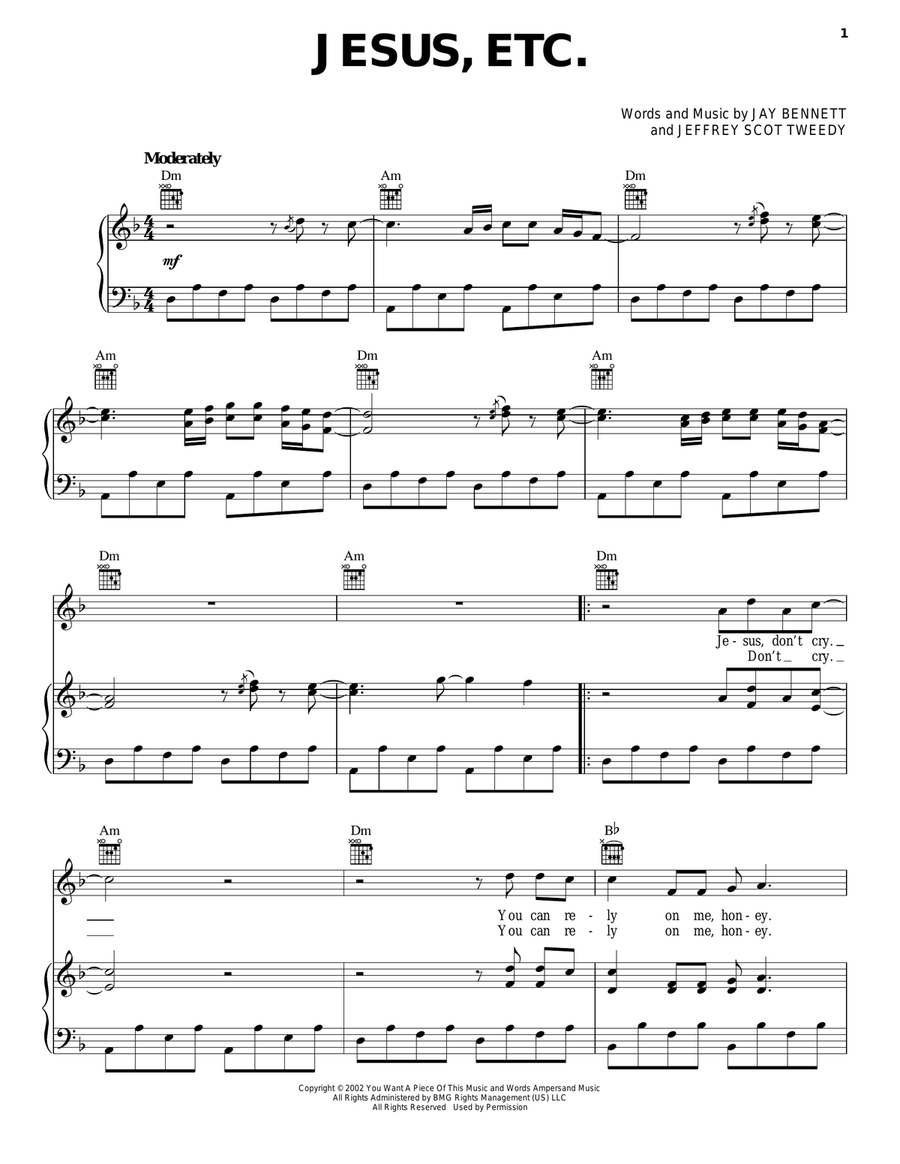 Jesus, Etc... Jesus, Etc... Piano, Vocal, Guitar scores gallery preview page 1