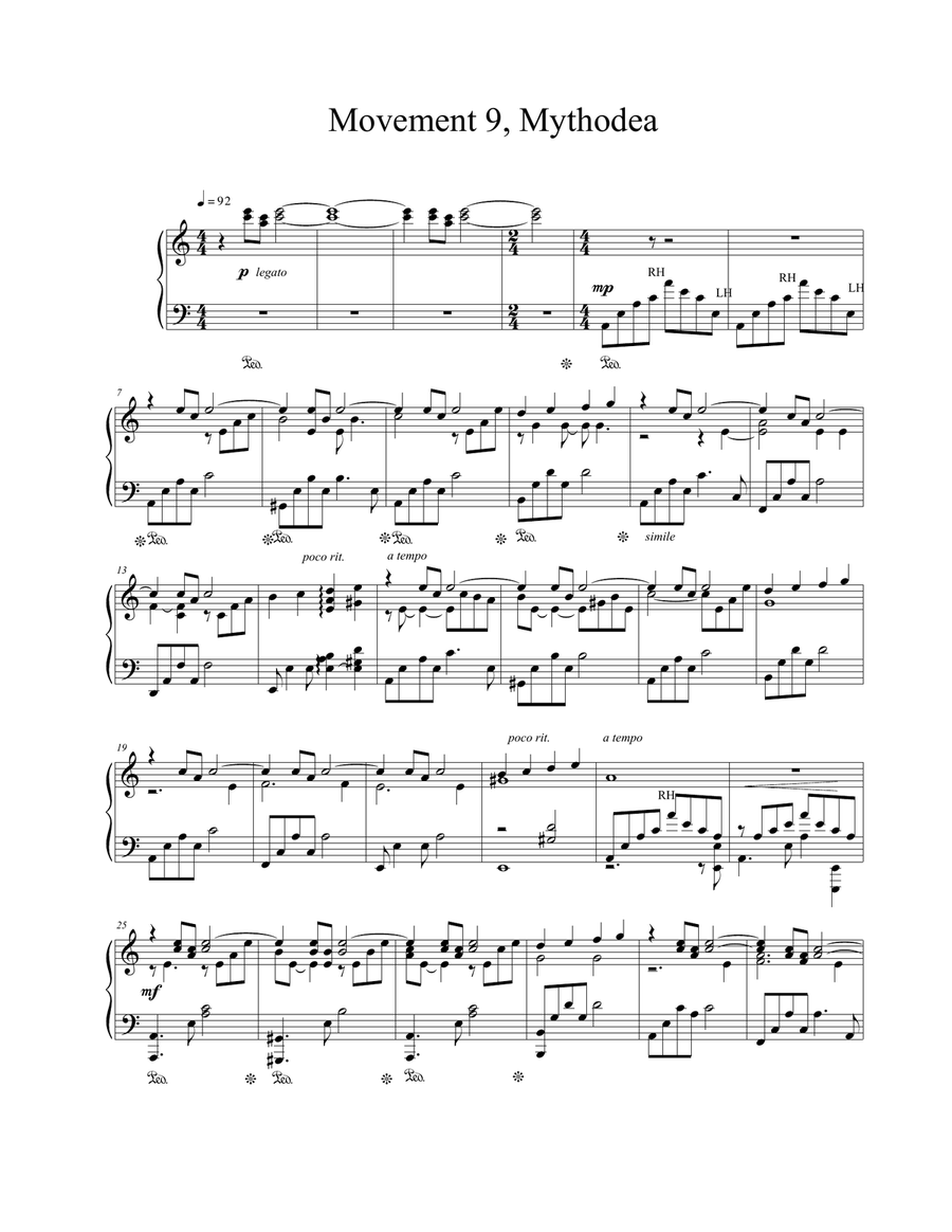 Movement 9, Mythodea Piano Solo scores gallery preview page 1