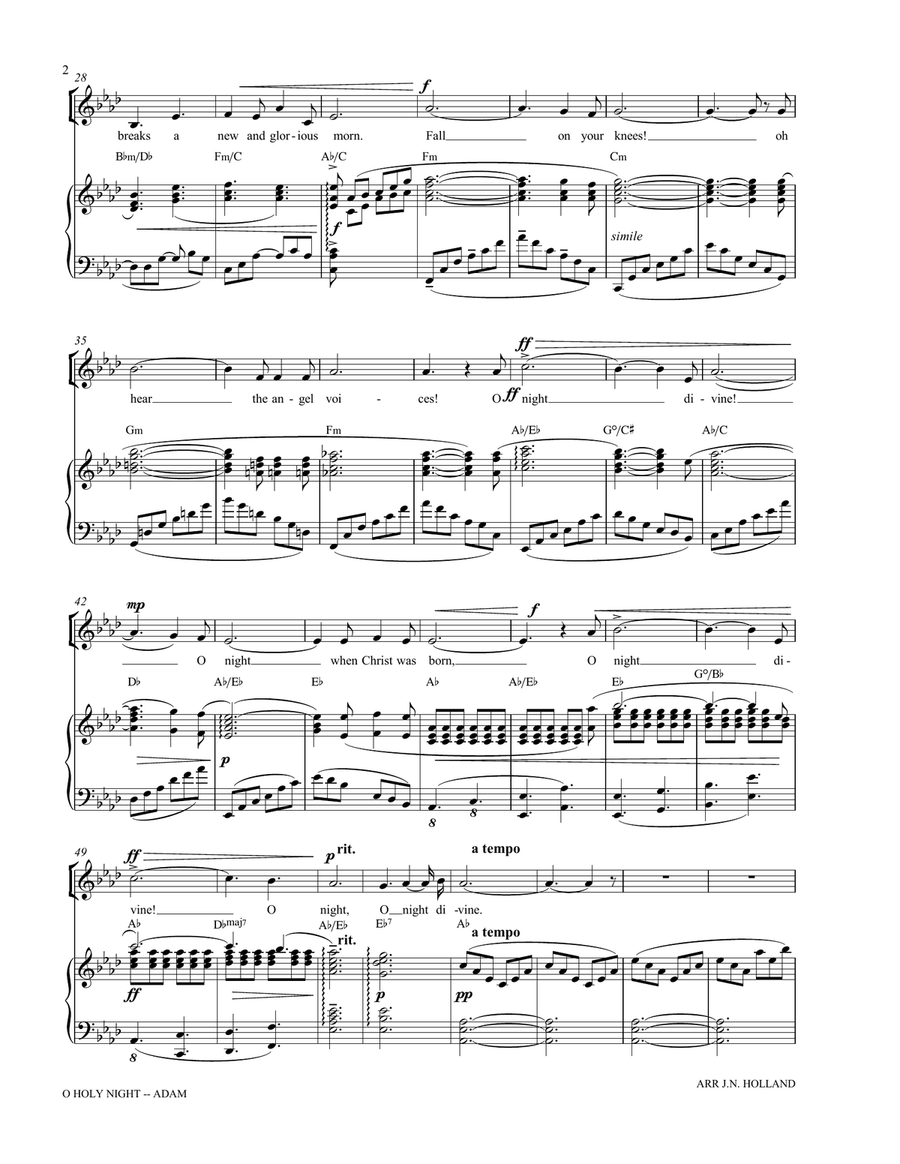 O Holy Night (Cantique de Noel) Adolphe Adam for Solo Alto Voice (Key of Ab) Alto Voice scores gallery preview page 4