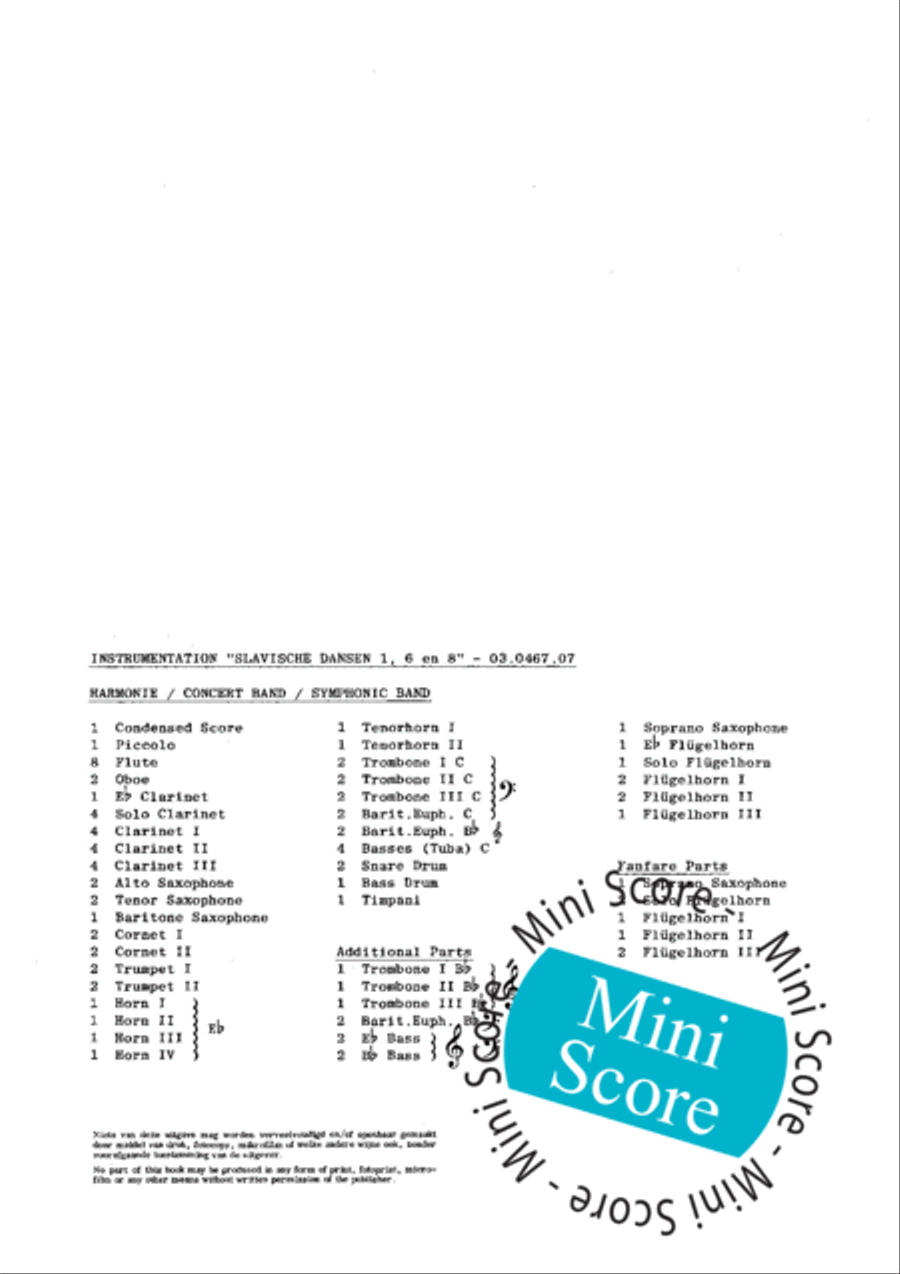 Slavische Dansen No 1,6 en 8 Concert Band scores gallery preview page 3