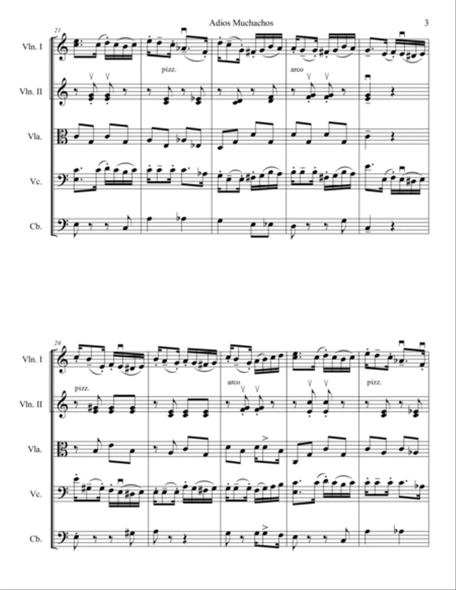 Adios, Muchachos - Score Only String Orchestra scores gallery preview page 3