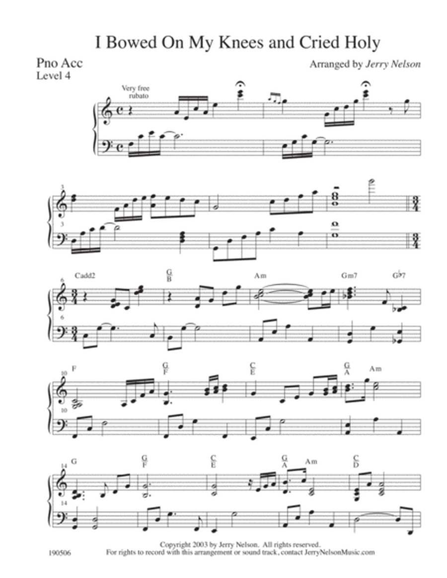 I Bowed on my Knees and Cried Holy (Arrangements Level 2-4 for TENOR SAX + Written Acc) Hymn image number null