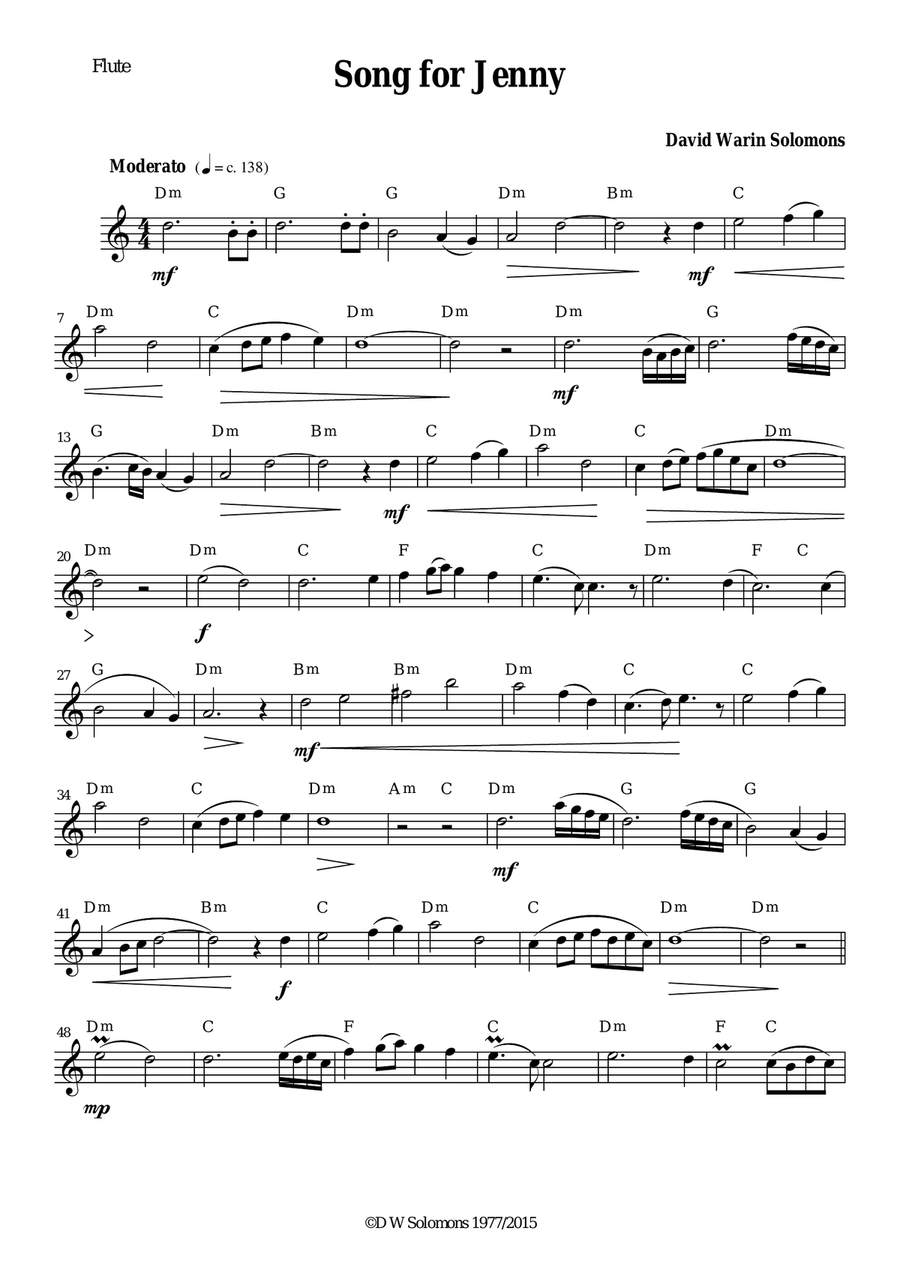 Song for Jenny for flute and guitar Flute scores gallery preview page 6