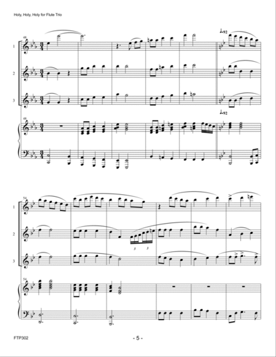 HOLY, HOLY, HOLY + WHEN MORNING GILDS THE SKIES - FLUTE TRIO with Piano Accompaniment Small Ensemble scores gallery preview page 5