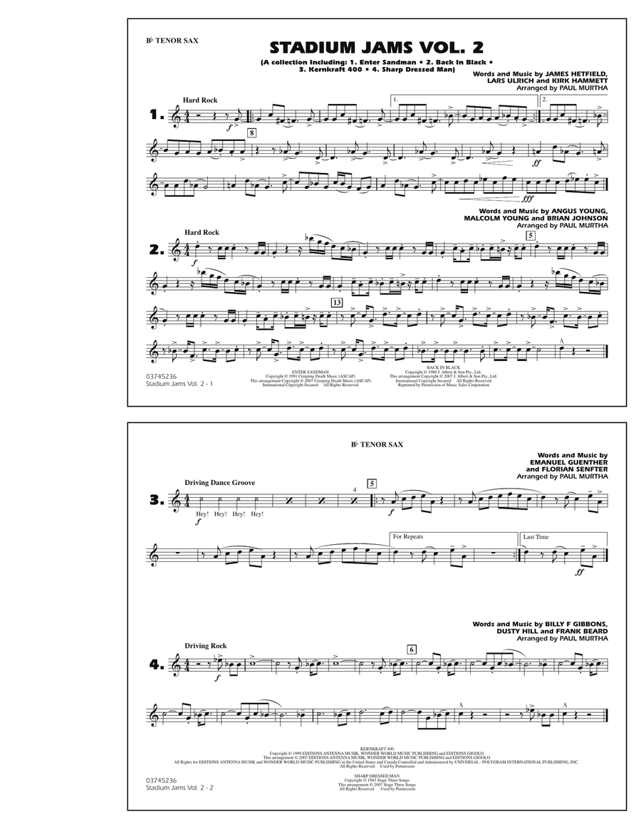 Stadium Jams - Vol. 2 - Bb Tenor Sax Marching Band scores gallery preview page 1