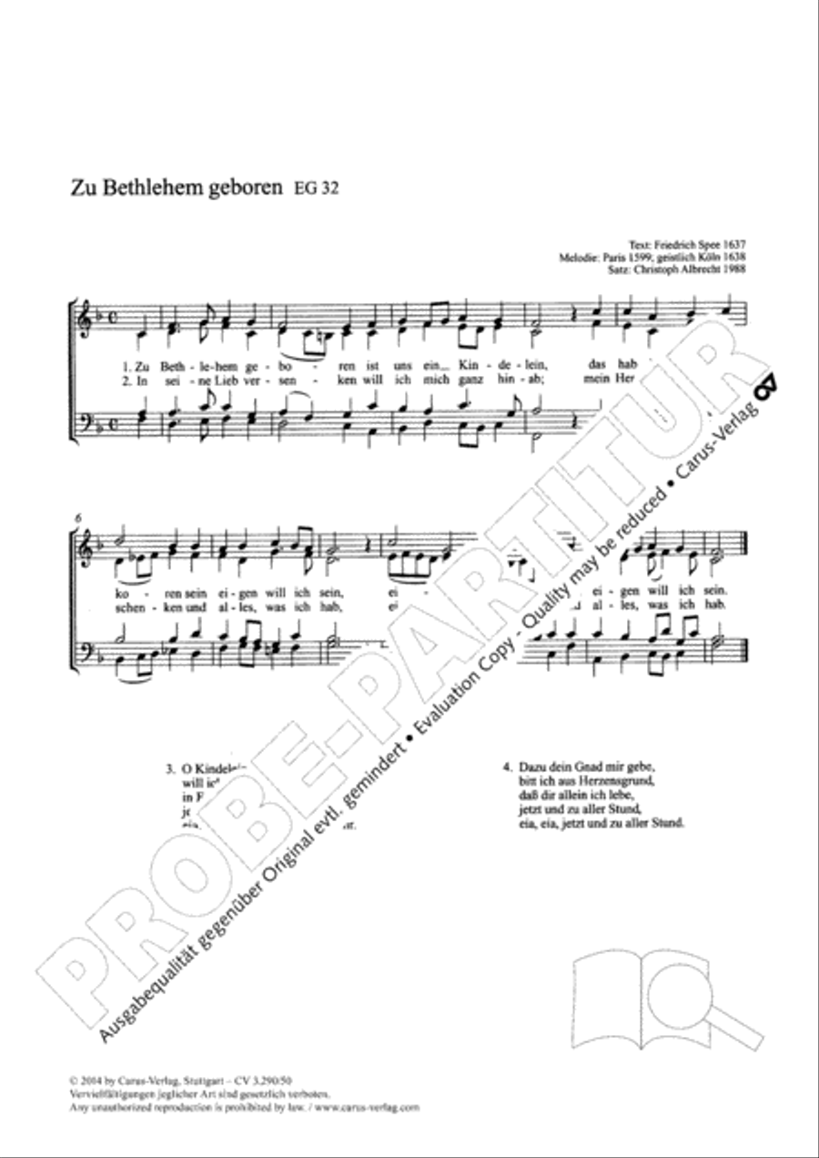 Zu Bethlehem geboren Zu Bethlehem geboren 4-Part scores gallery preview page 2