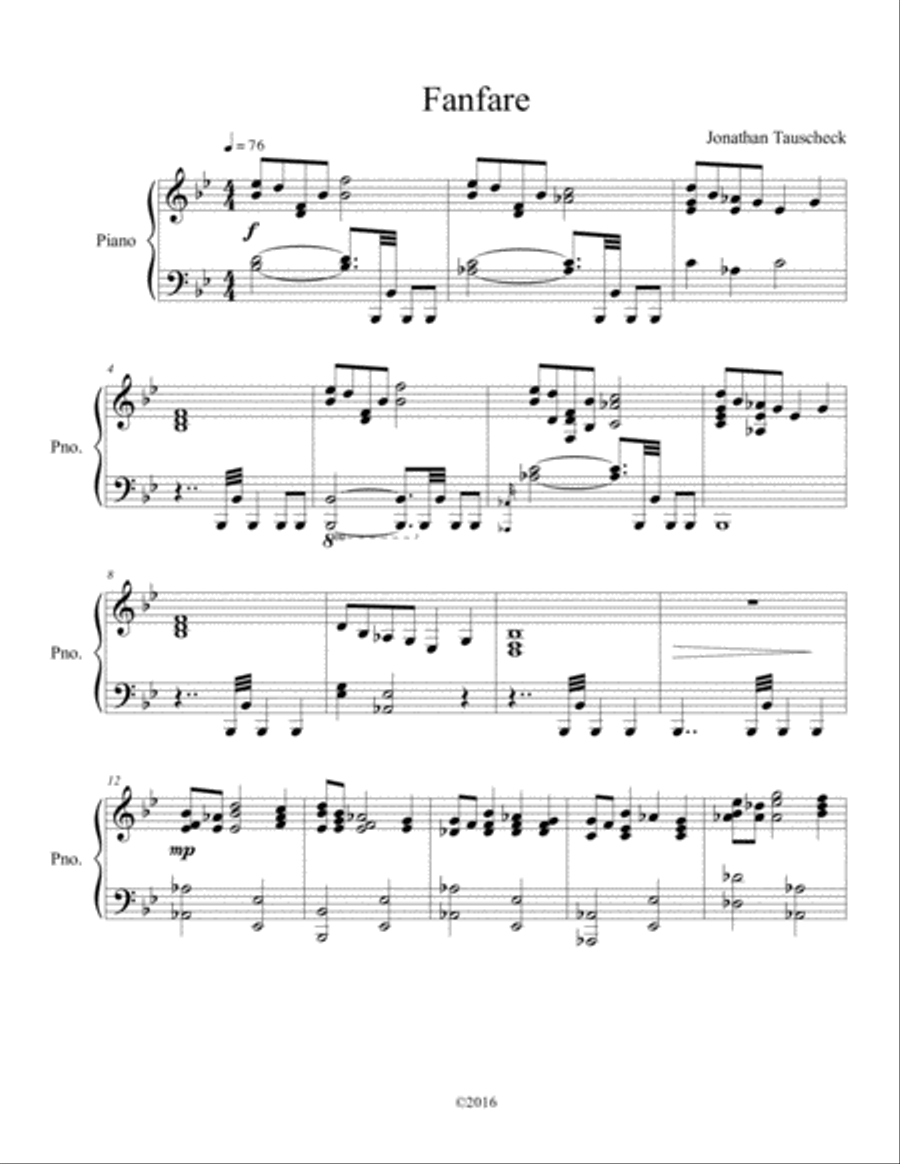 Fanfare Fanfare Piano Solo scores gallery preview page 1