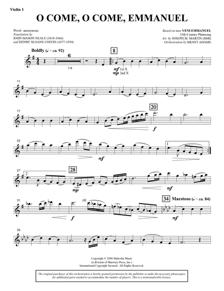 O Come, O Come, Emmanuel (from Carols For Choir And Congregation) - Violin 1