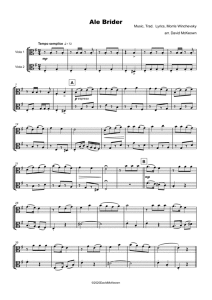 Ale Brider, Jewish Klezmer song for Viola Duet