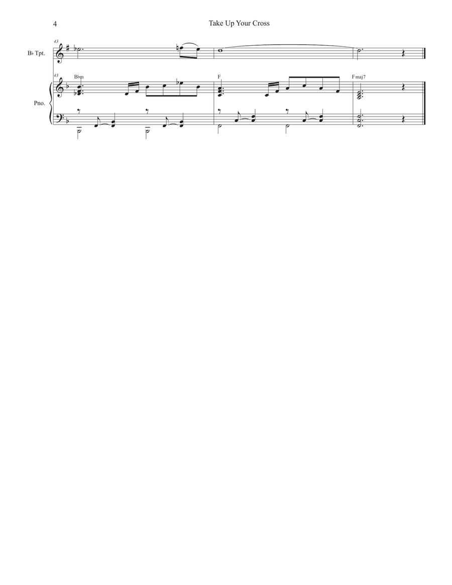 Take Up Your Cross (Bb-Trumpet solo and Piano) Take Up Your Cross (Bb-Trumpet solo and Piano) B-Flat Trumpet scores gallery preview page 4