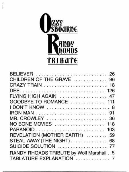 Ozzy Osbourne – Randy Rhoads Tribute