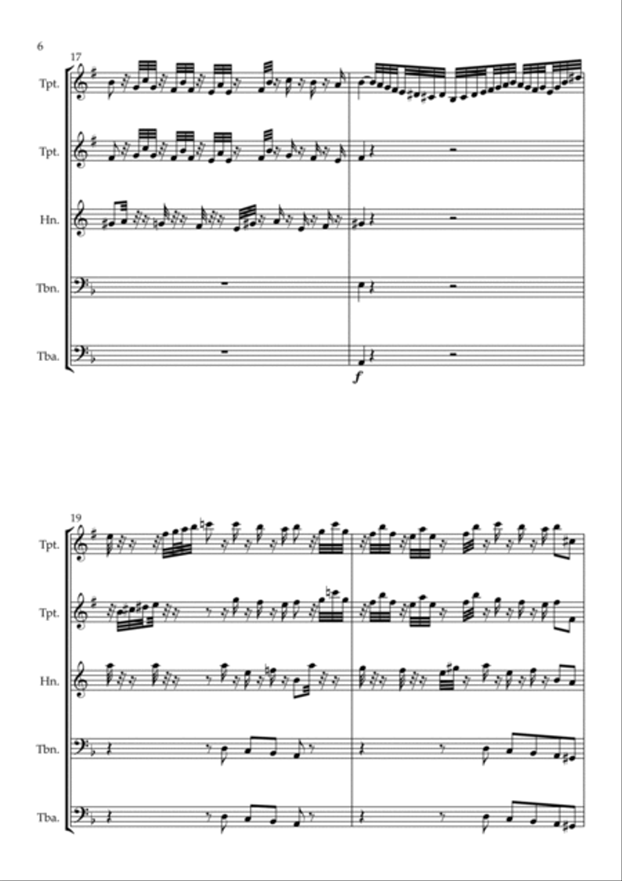 Toccata and Fugue in D minor for Brass quintet Brass Quintet scores gallery preview page 6