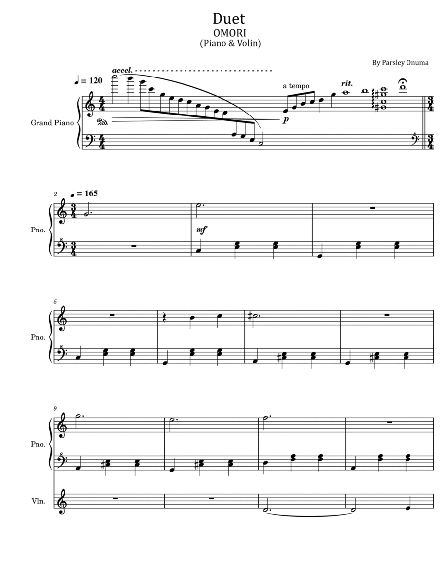 Omori Violin Solo scores gallery preview page 1