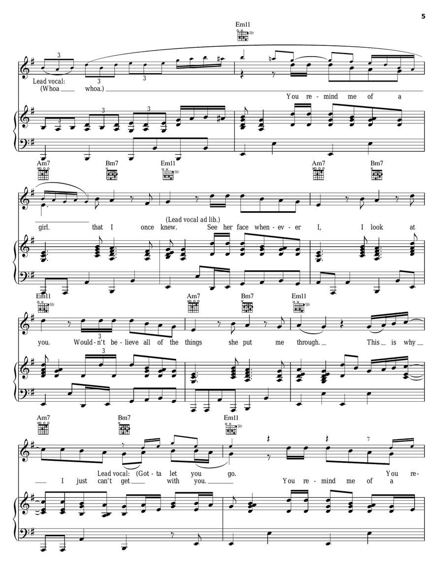 U Remind Me U Remind Me Piano, Vocal, Guitar scores gallery preview page 5