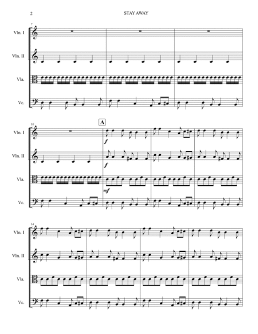 Stay Away String Quartet scores gallery preview page 2