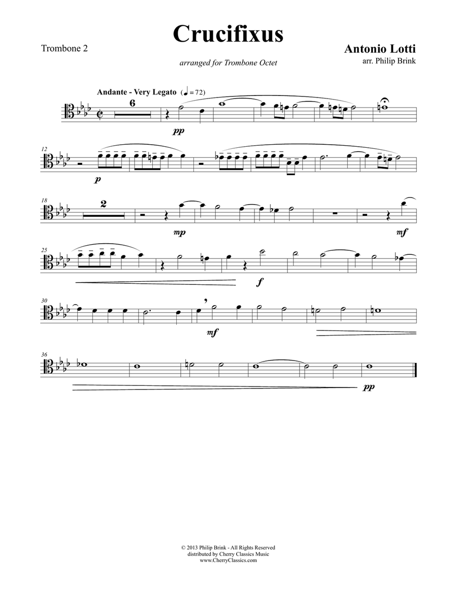 Crucifixus for 8-part Trombone ensemble Brass Ensemble scores gallery preview page 5