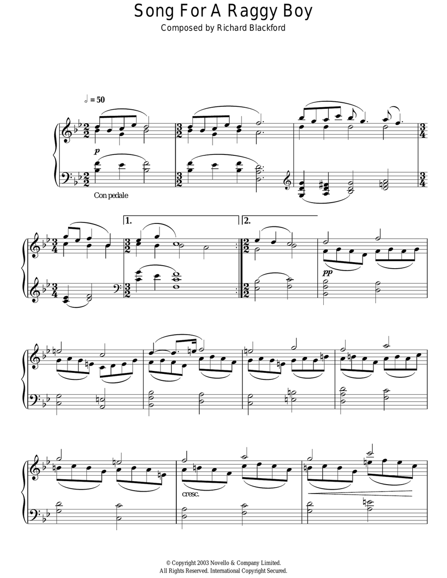 Song For A Raggy Boy Piano Solo scores gallery preview page 1