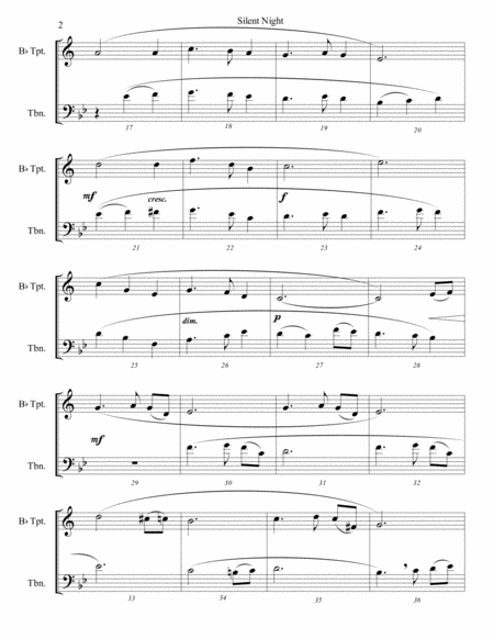 6 Traditional Christmas Carols for Mixed Brass Duet (Trumpet and Trombone) - Advanced Intermediate L image number null