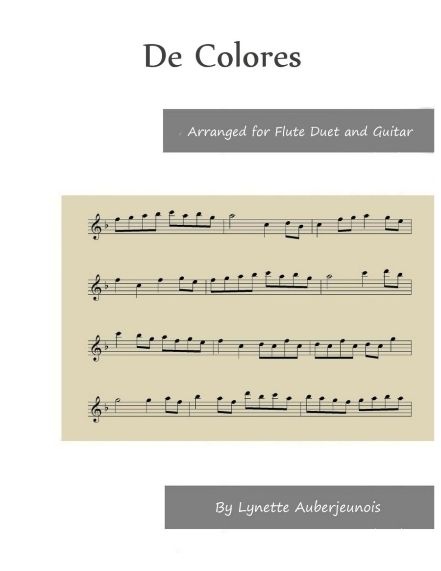 De Colores - Flute Duet with Guitar Chords Flute Duet scores gallery preview page 1