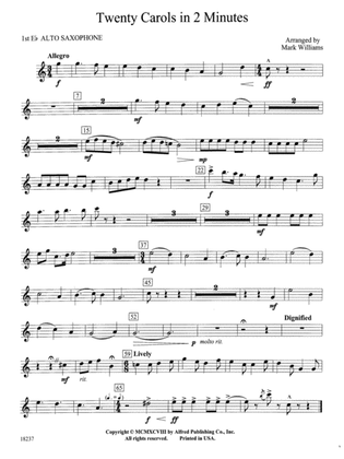 Book cover for Twenty Carols in 2 Minutes: E-flat Alto Saxophone